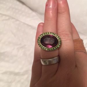 Large purple oval gemstone ring
